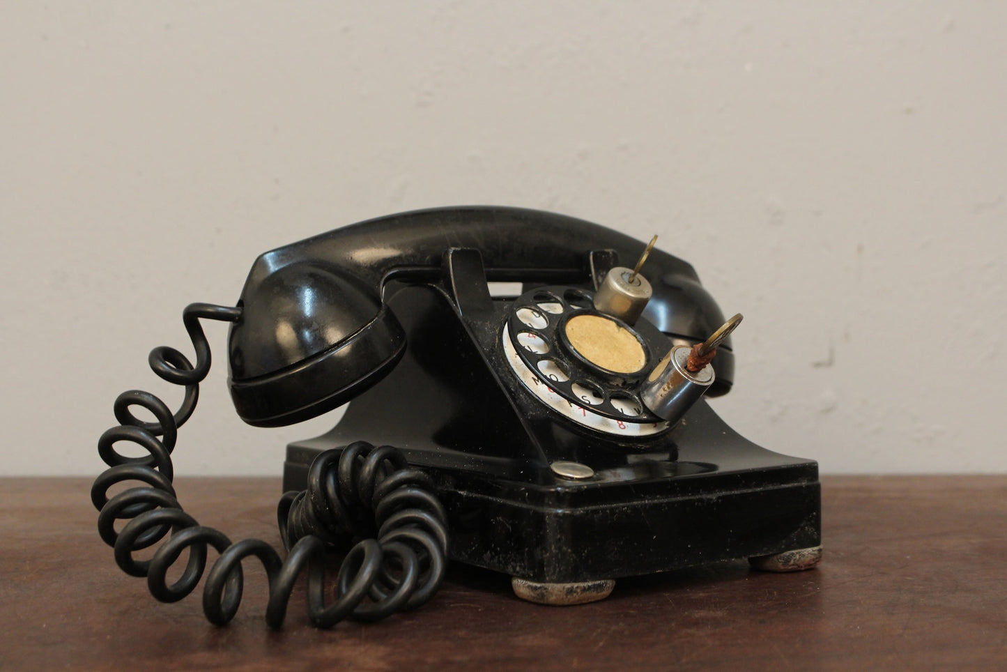 1940s Locked Black Rotary Telephone