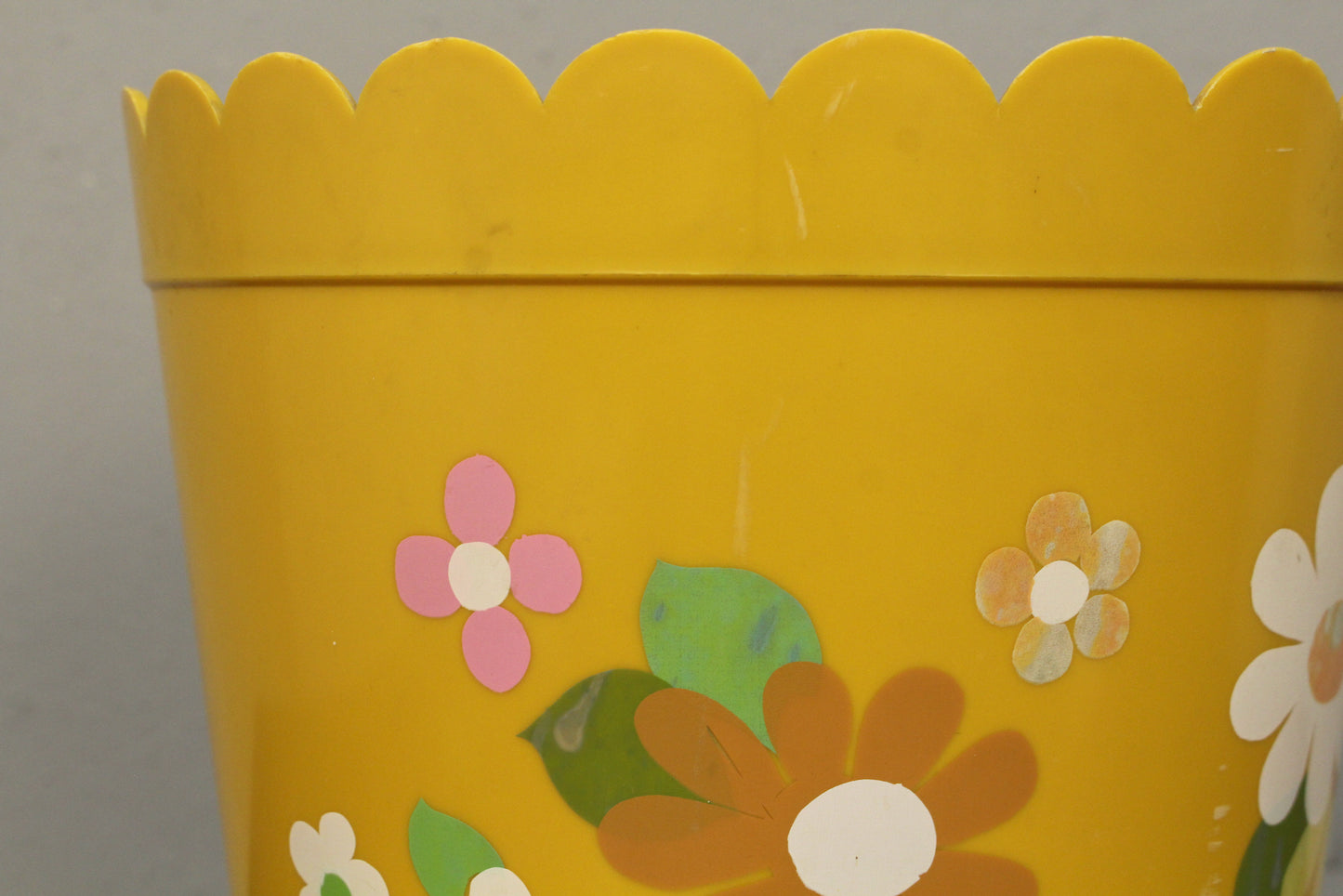 Yellow Floral Wastebasket