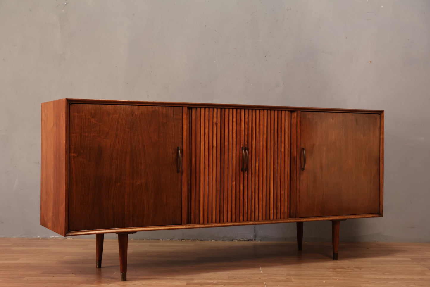 Mid Century Tambour-Door Credenza