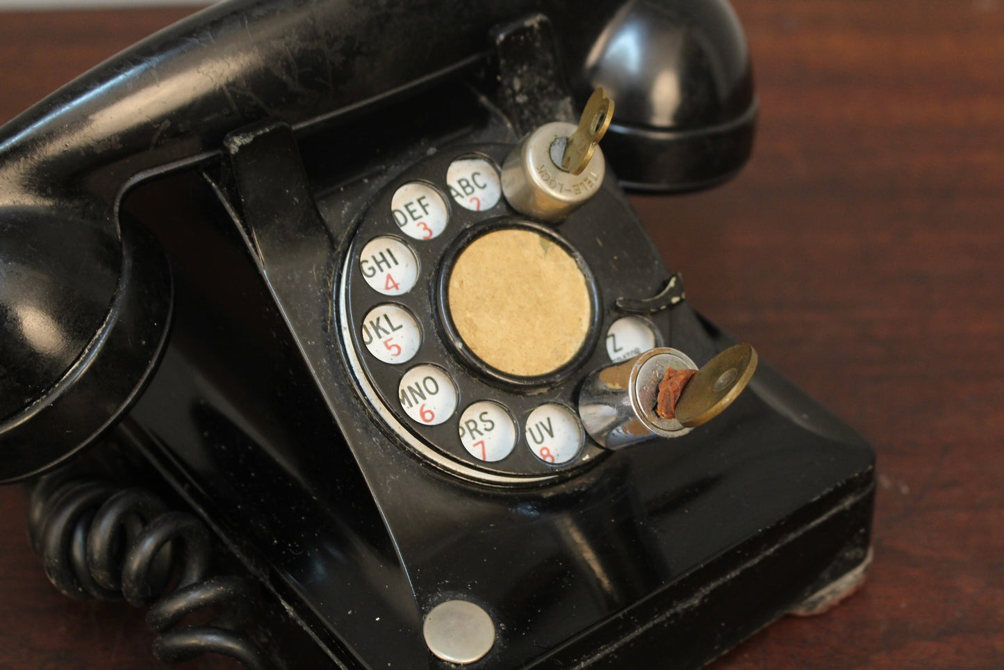 1940s Locked Black Rotary Telephone