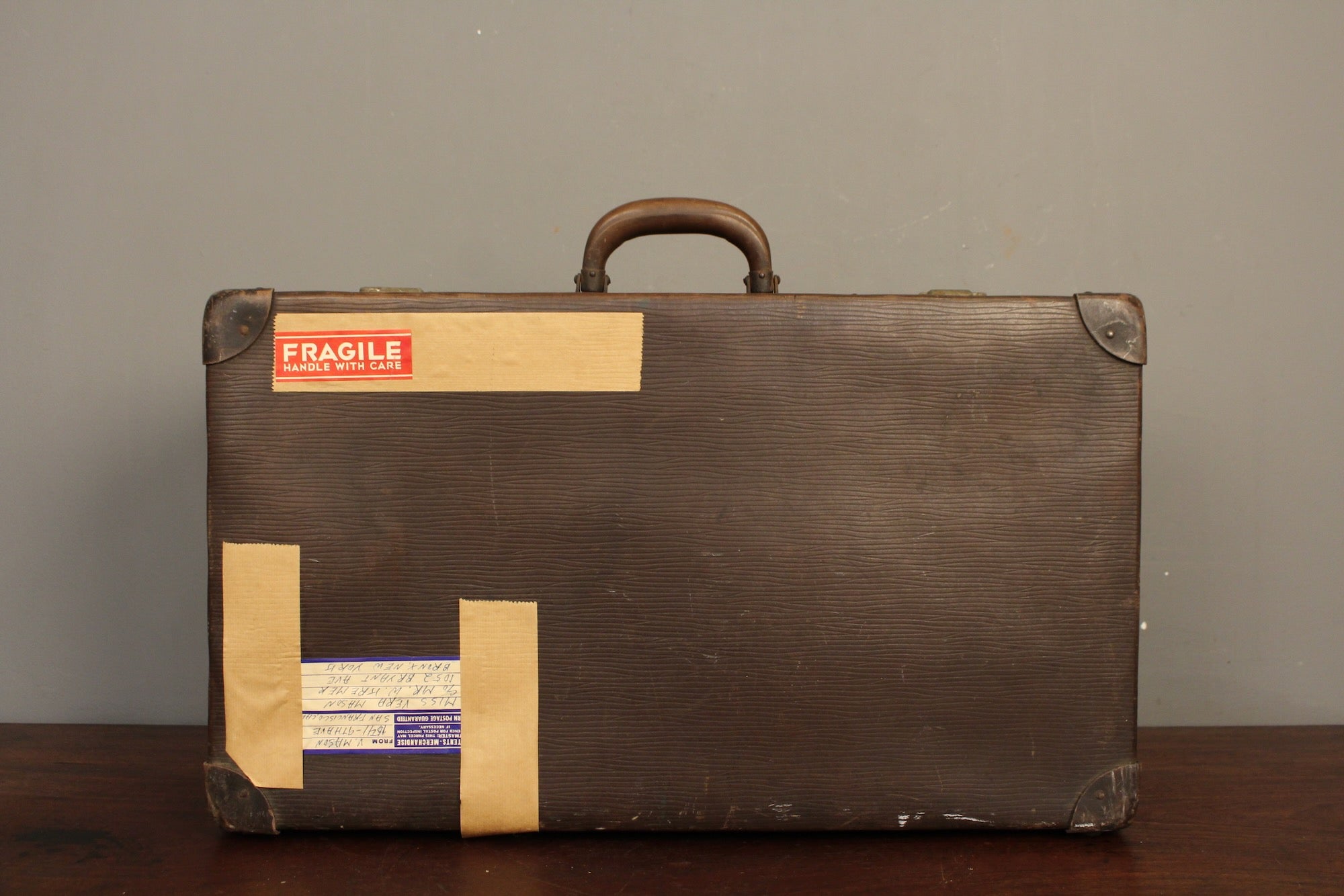 Large Weathered Brown Suitcase – Furnish Green