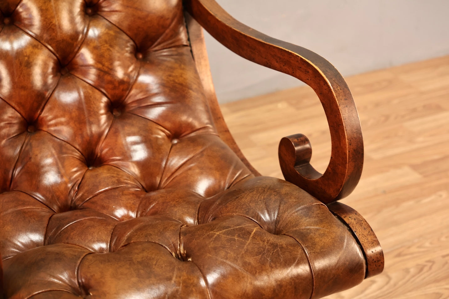 Tufted Butterscotch Leather Lounge Chair & Ottoman