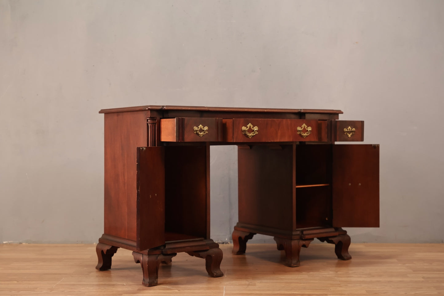 1950s Mahogany 3-Drawer Desk
