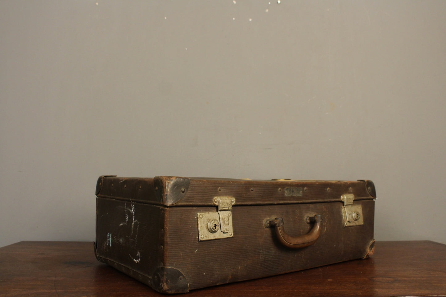 Large Weathered Brown Suitcase