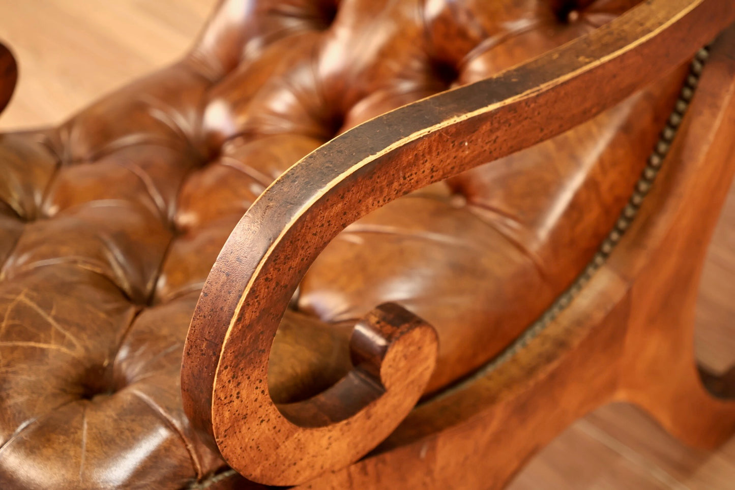 Tufted Butterscotch Leather Lounge Chair & Ottoman
