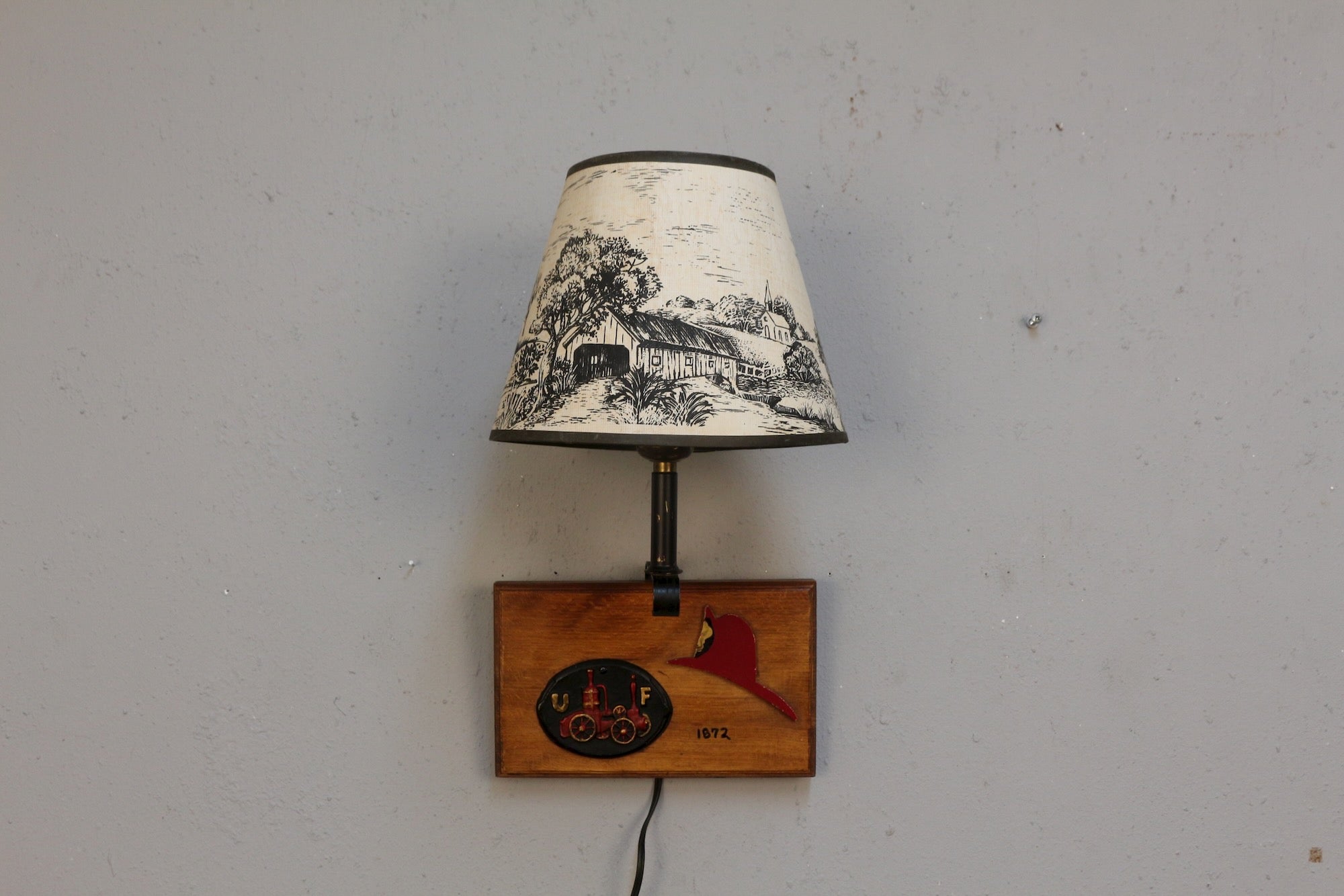 United Firemen Insurance Company Wood & Metal Wall Sconce