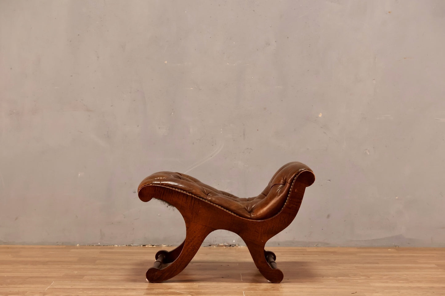 Tufted Butterscotch Leather Lounge Chair & Ottoman