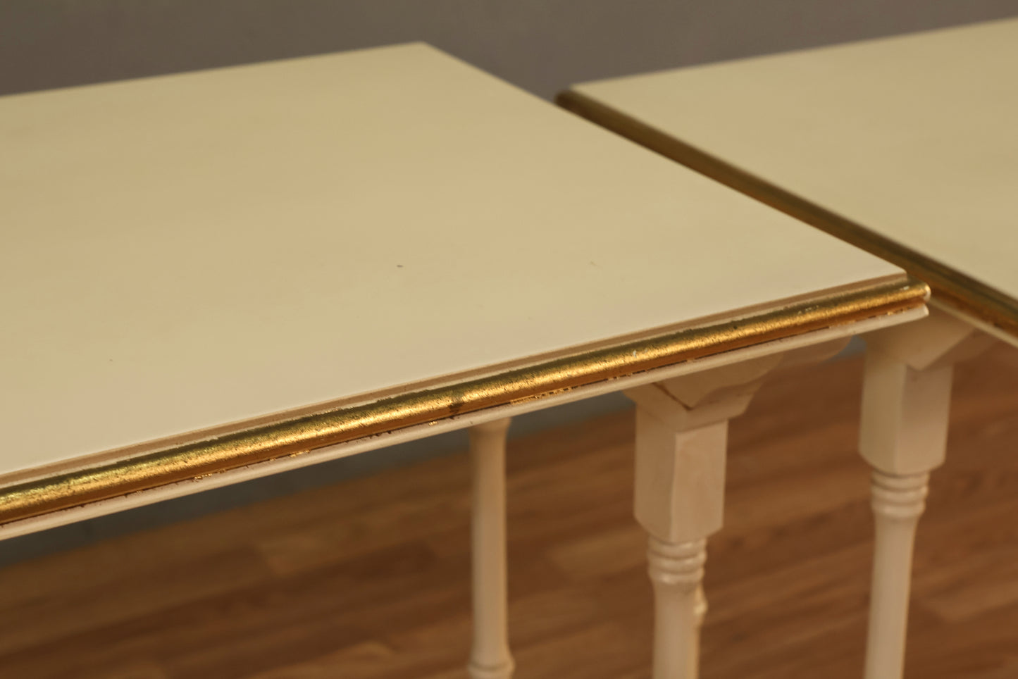 Trio of Italian White & Gold Nesting Tables