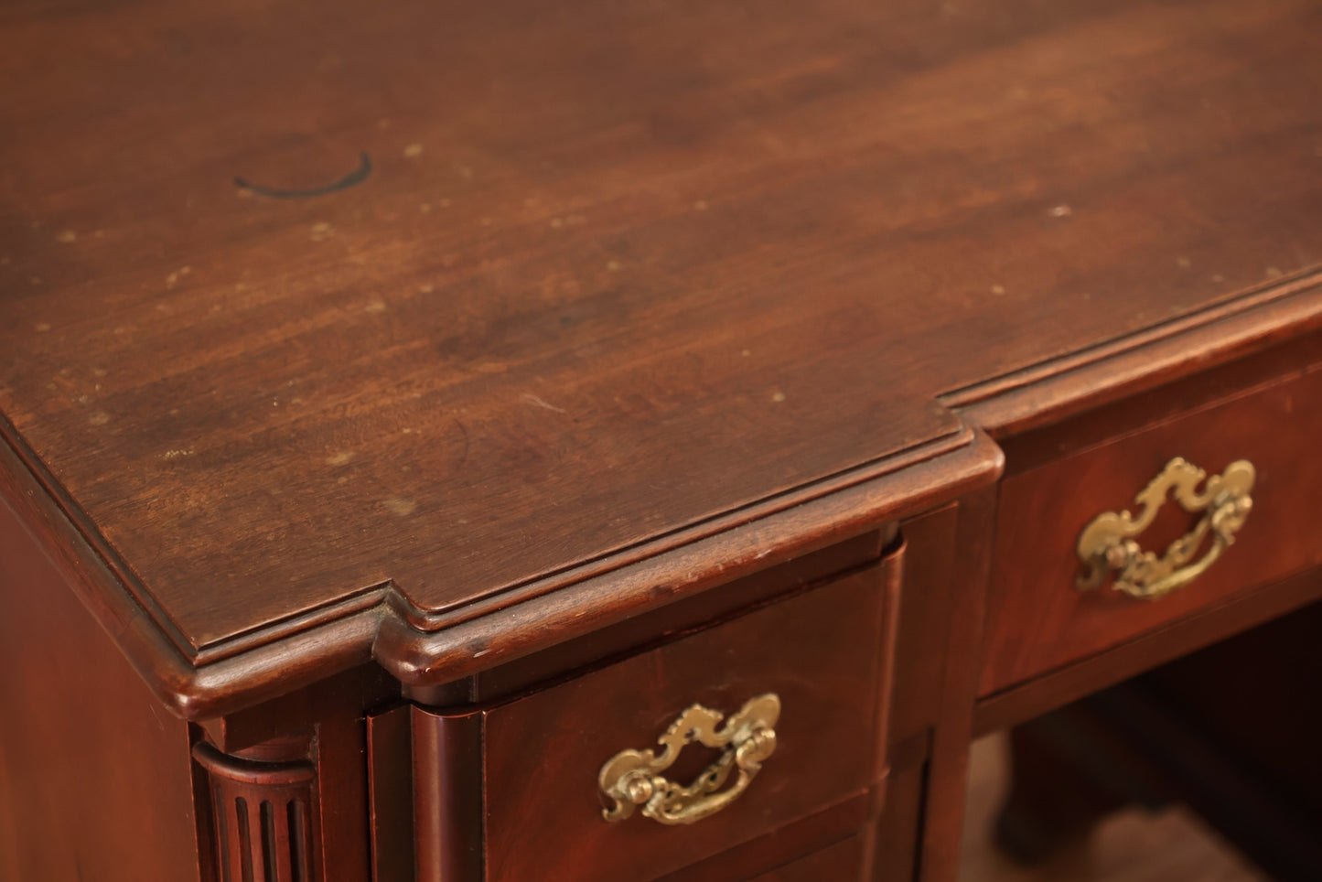 1950s Mahogany 3-Drawer Desk