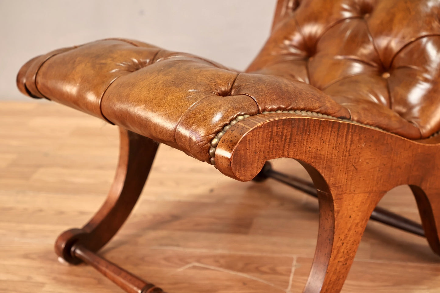 Tufted Butterscotch Leather Lounge Chair & Ottoman