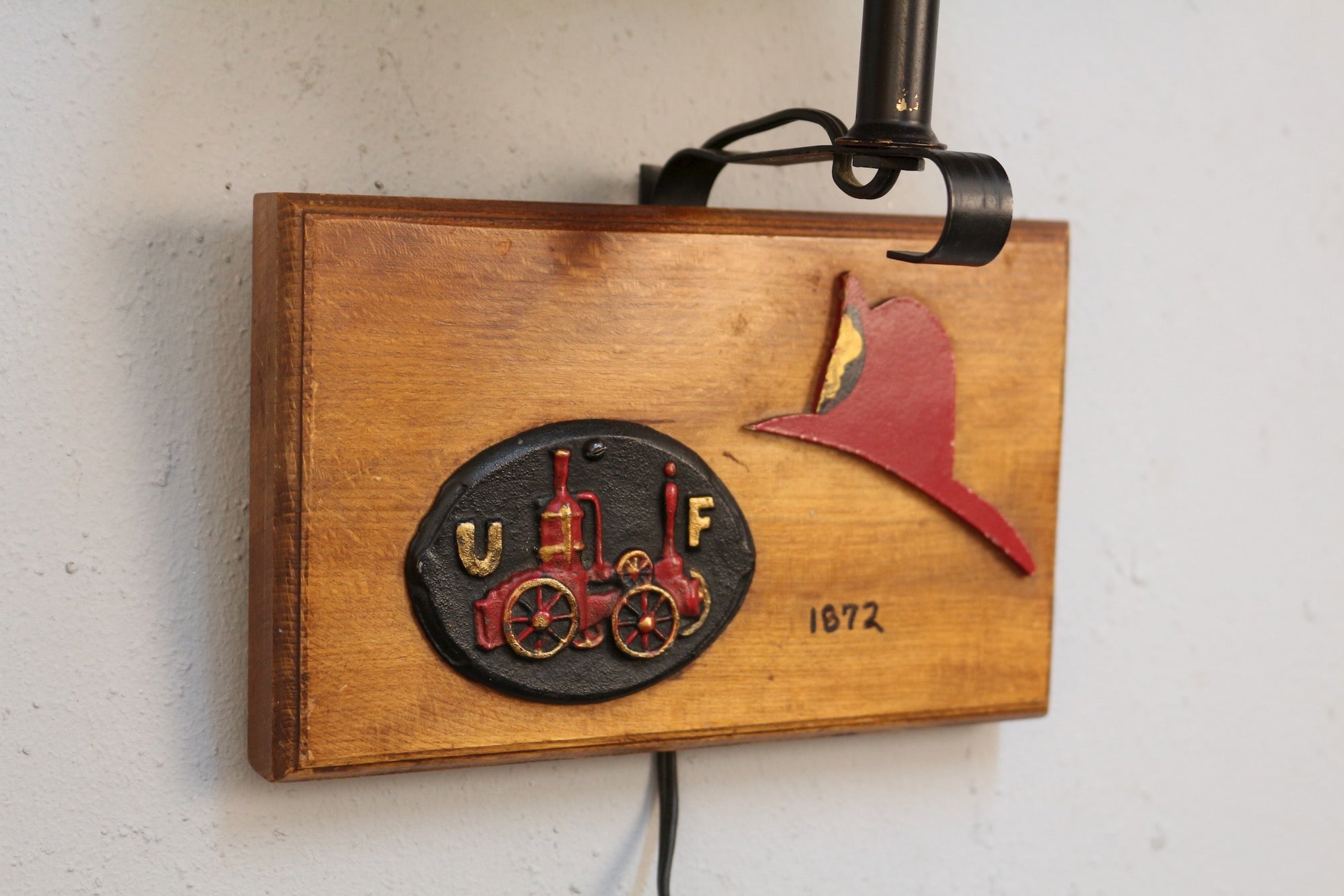 United Firemen Insurance Company Wood & Metal Wall Sconce