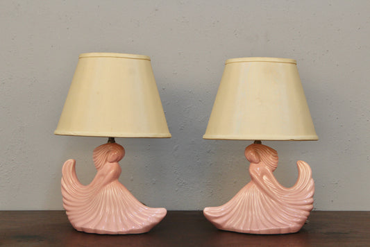 Pair of Petite Pink Lady Table Lamps