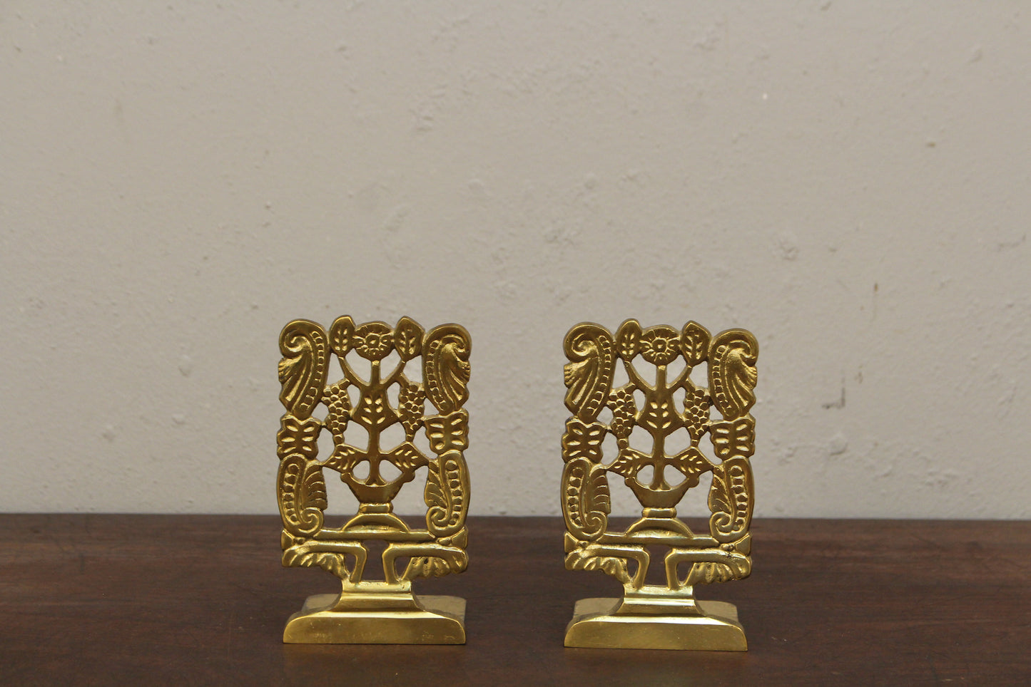 Pair of Petite Brass Botanical Bookends