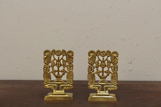 Pair of Petite Brass Botanical Bookends