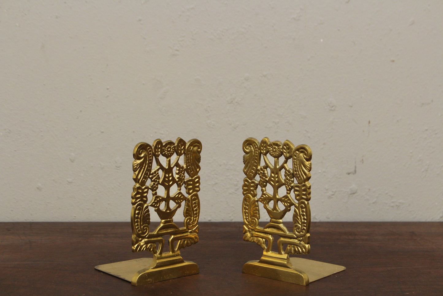 Pair of Petite Brass Botanical Bookends