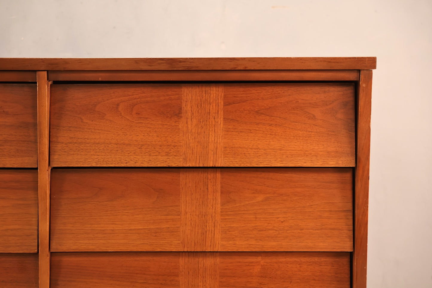 Mid Century Walnut Louvered 9-Drawer Dresser - ONLINE ONLY