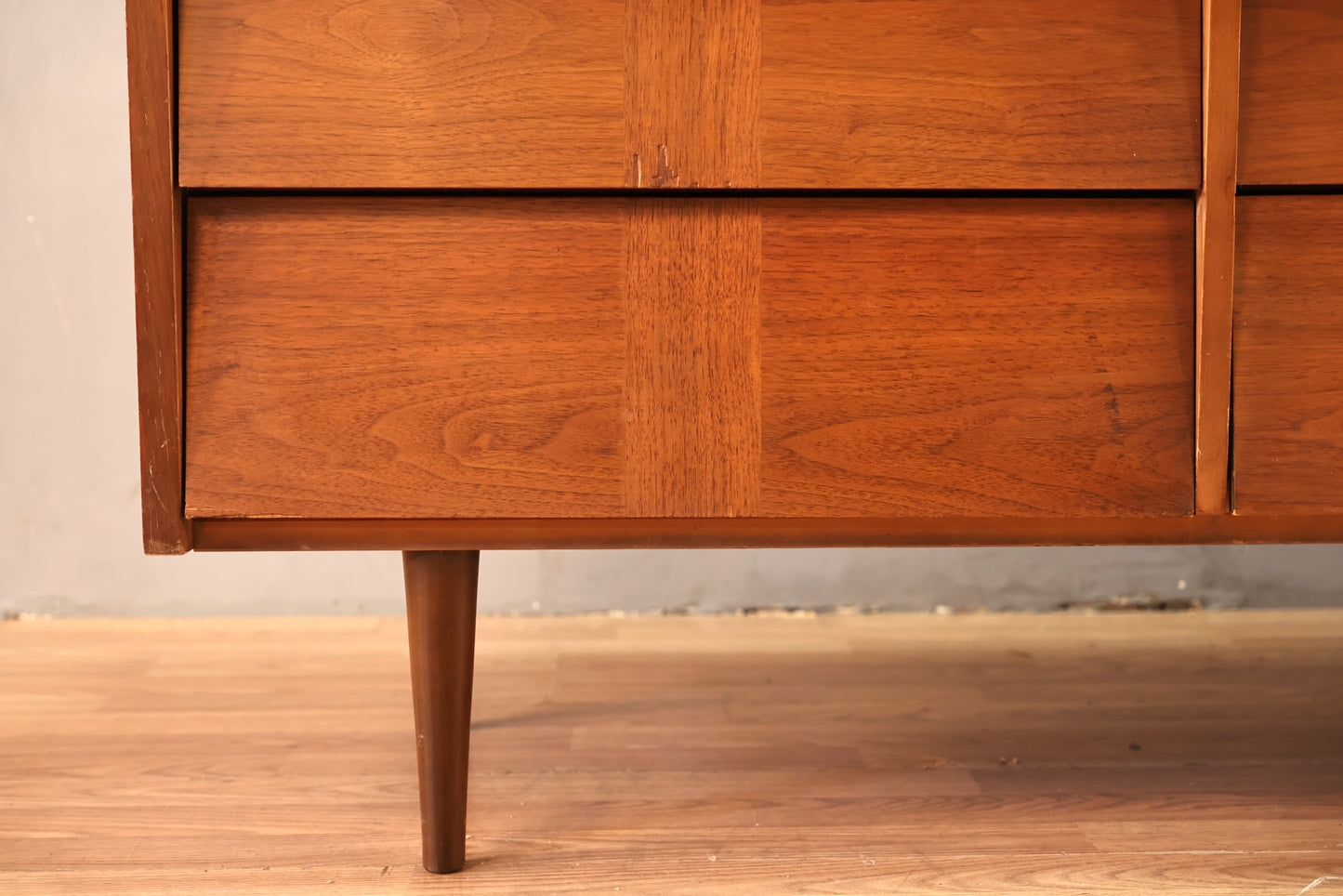 Mid Century Walnut Louvered 9-Drawer Dresser - ONLINE ONLY