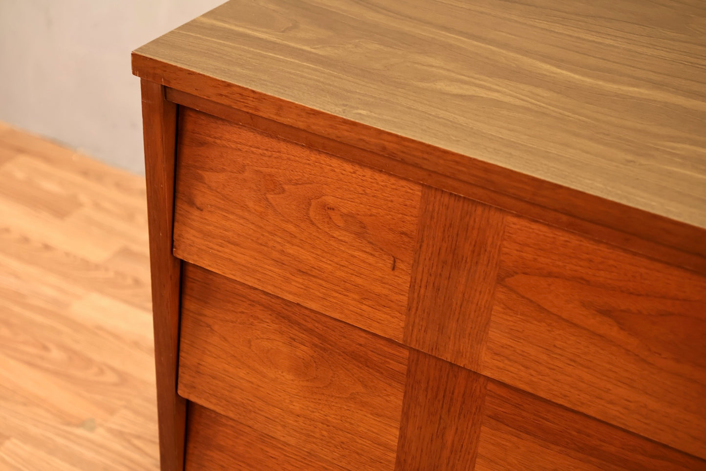 Mid Century Walnut Louvered 9-Drawer Dresser - ONLINE ONLY
