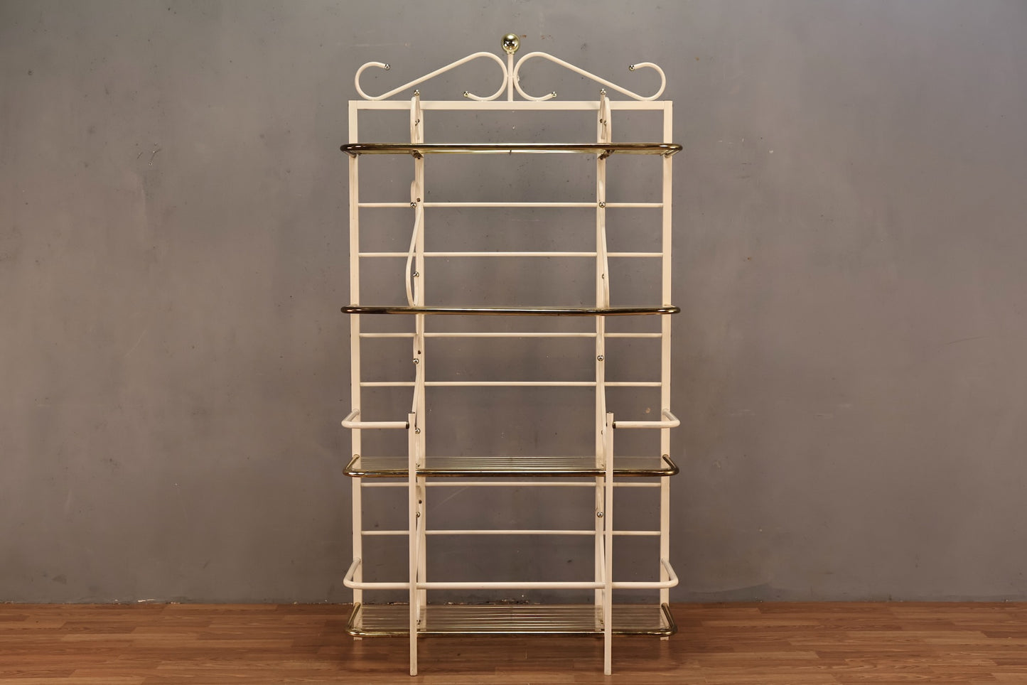 White Curlicue 4-Tier Baker's Rack