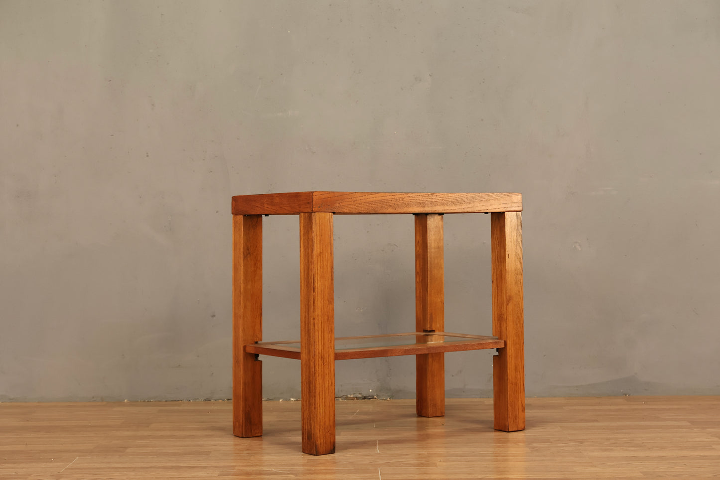 Modern Oak & Glass 2-Tier End Table