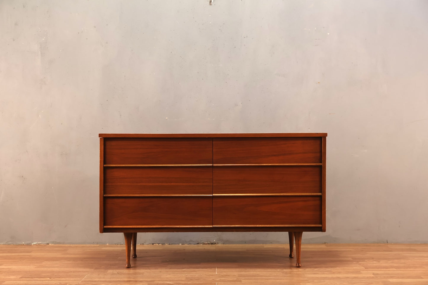 Walnut & White Laminate 6-Drawer Dresser