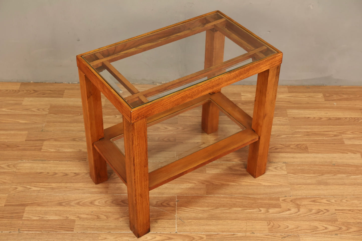 Modern Oak & Glass 2-Tier End Table