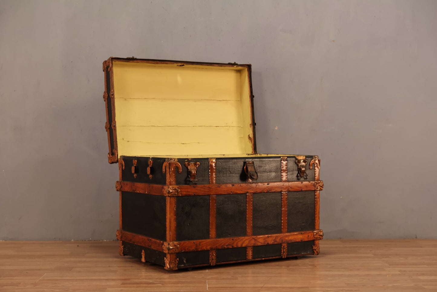Luxe Oak-Banded Steamer Trunk - ONLINE ONLY