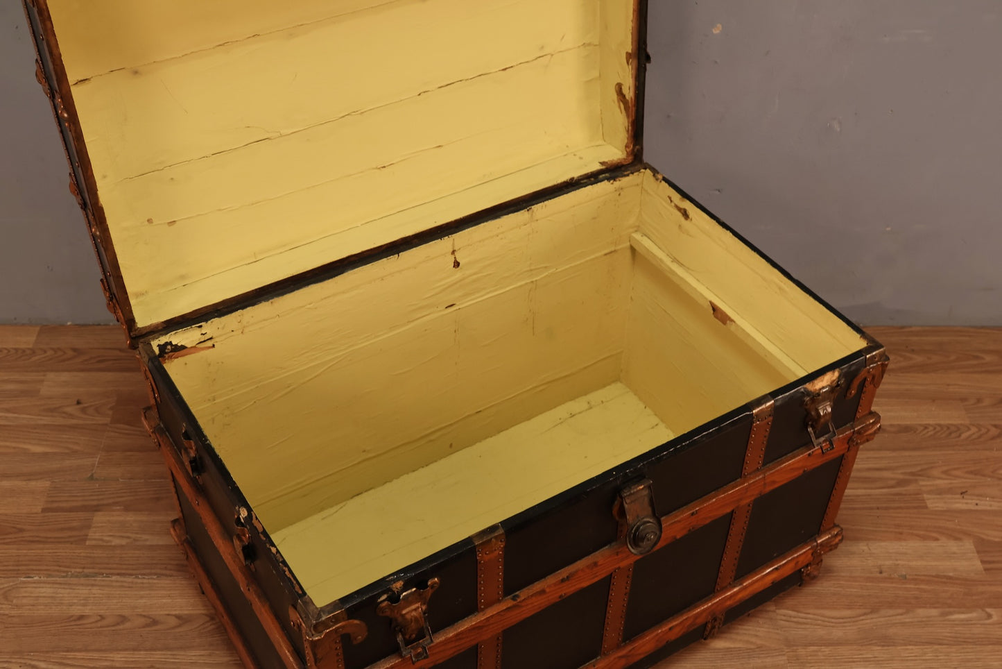 Luxe Oak-Banded Steamer Trunk - ONLINE ONLY