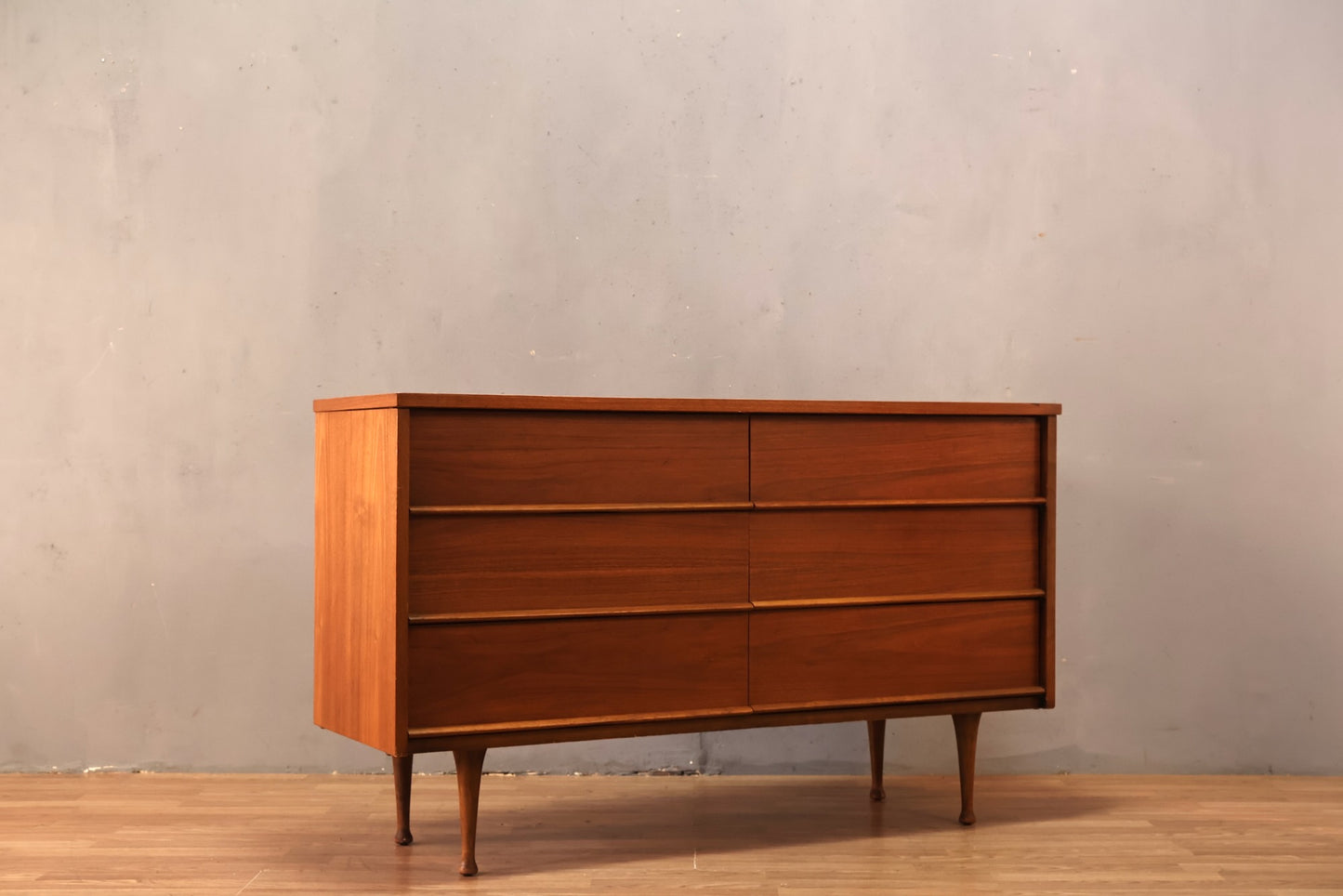 Walnut & White Laminate 6-Drawer Dresser