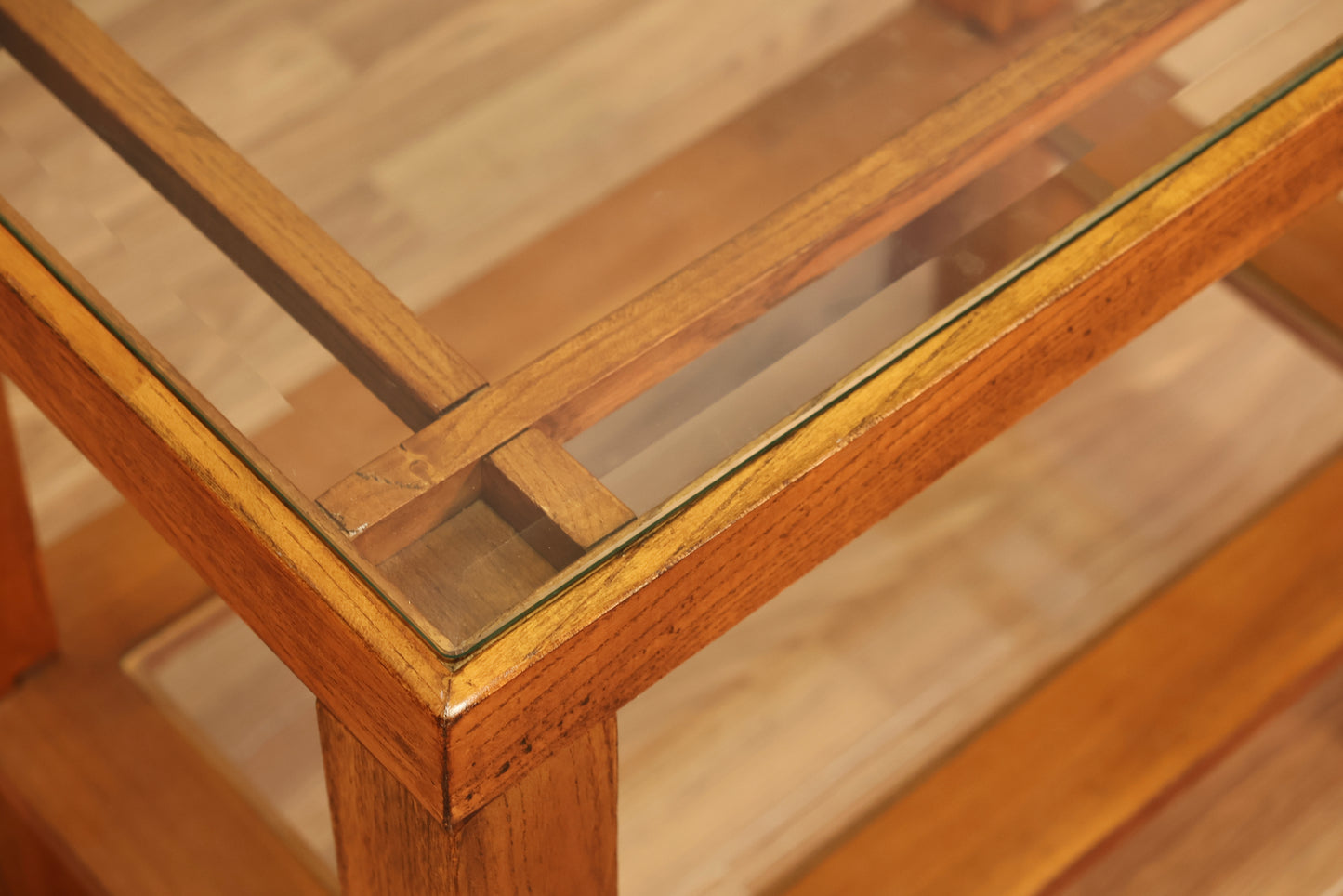 Modern Oak & Glass 2-Tier End Table