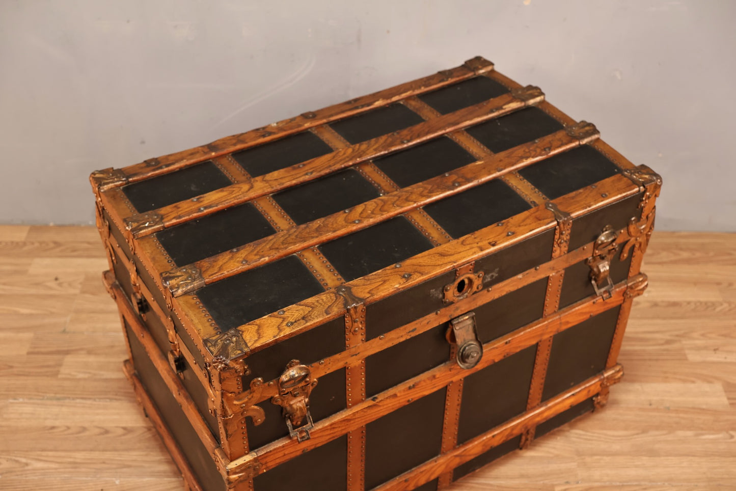 Luxe Oak-Banded Steamer Trunk - ONLINE ONLY