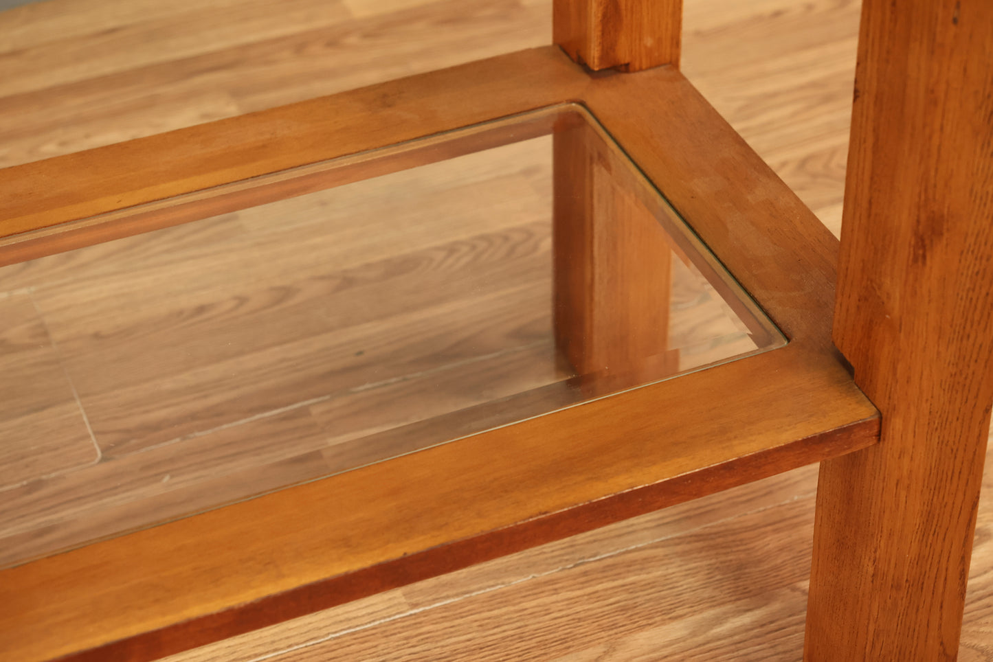 Modern Oak & Glass 2-Tier End Table