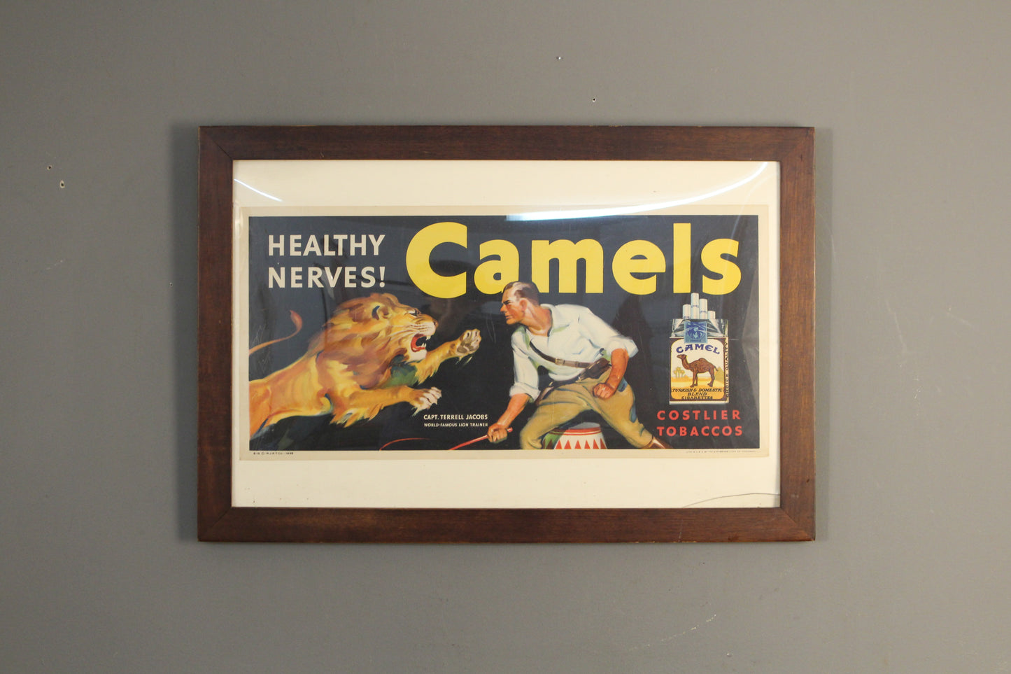 "Healthy Nerves" 1930s Framed Camels Ad