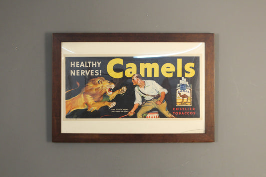 "Healthy Nerves" 1930s Framed Camels Ad