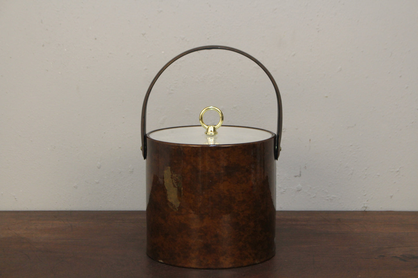 Mid Century Tortoiseshell Vinyl Ice Bucket