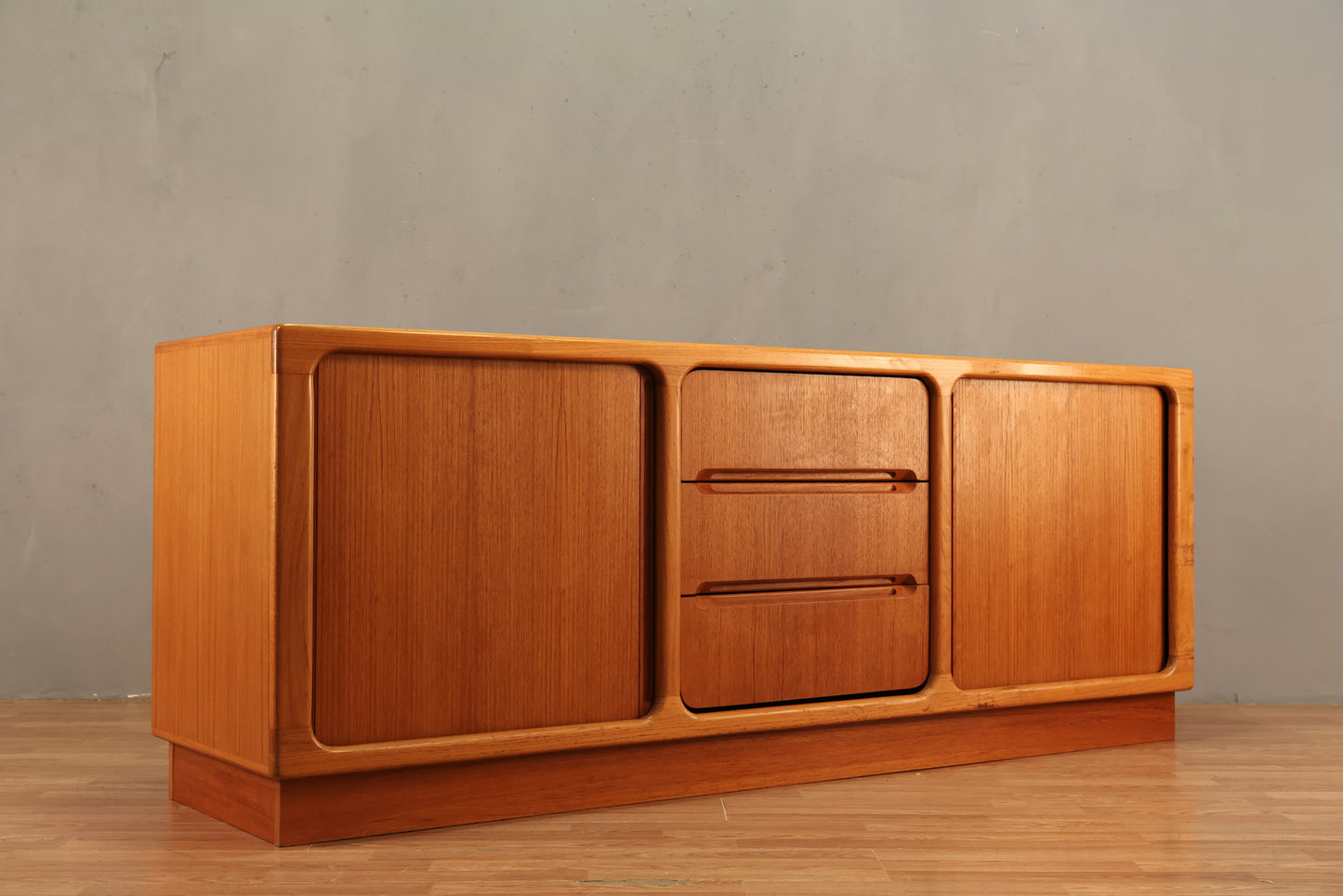 Large Danish Teak Tambour-Door Credenza
