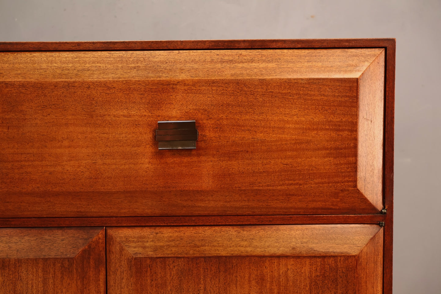 Large Mid Century Drop-Front Bar Cabinet