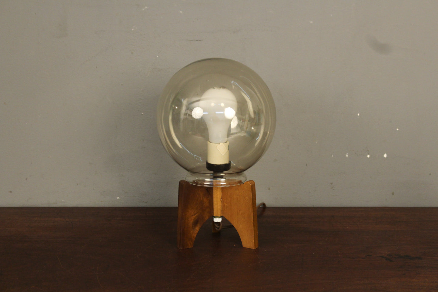 Small Walnut & Glass Accent Lamp
