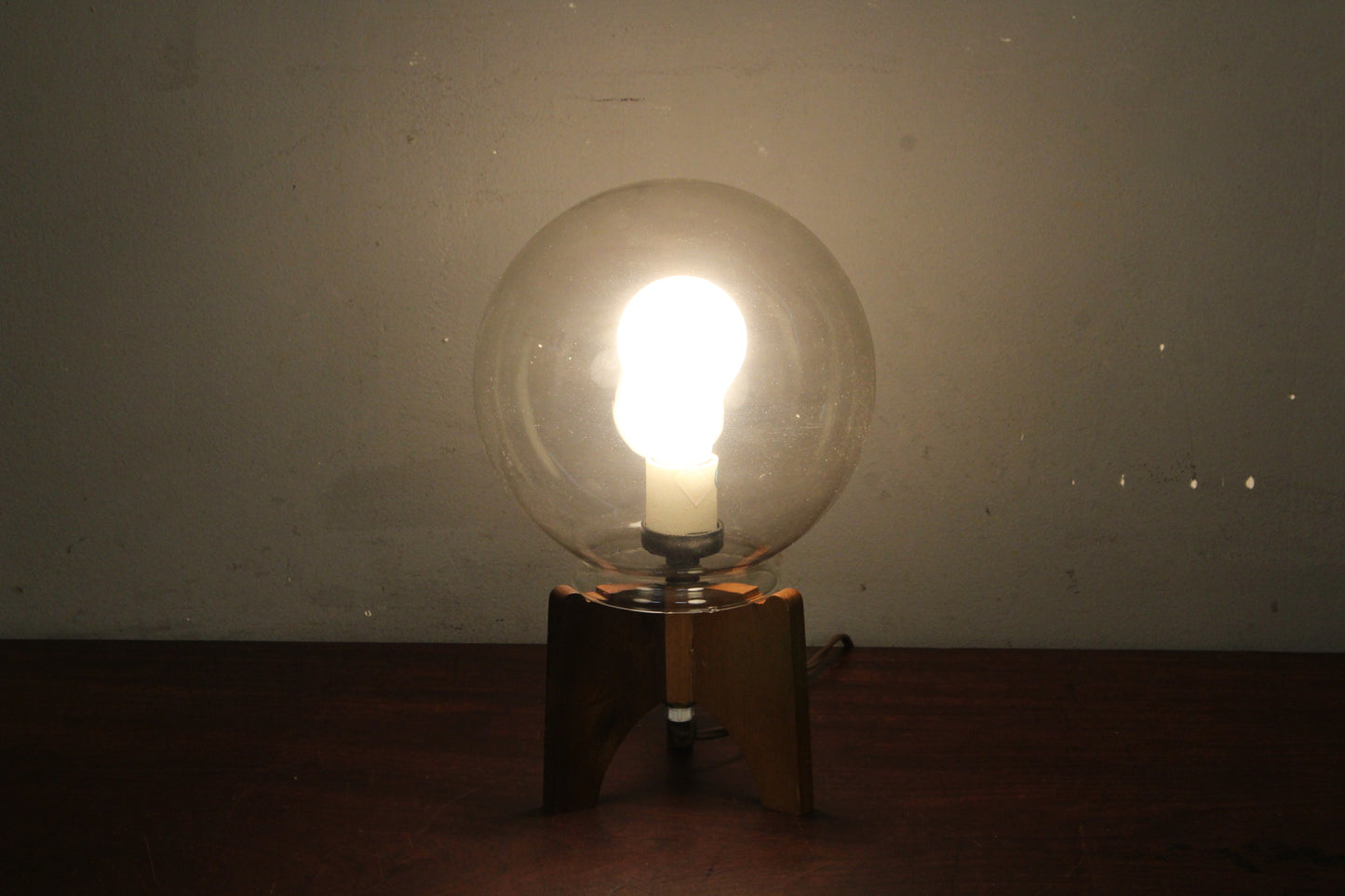 Small Walnut & Glass Accent Lamp