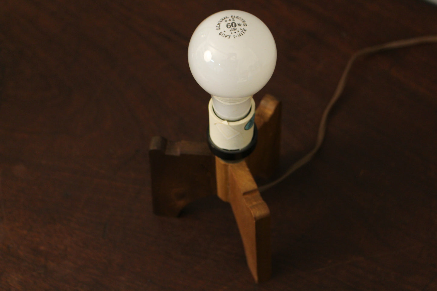 Small Walnut & Glass Accent Lamp