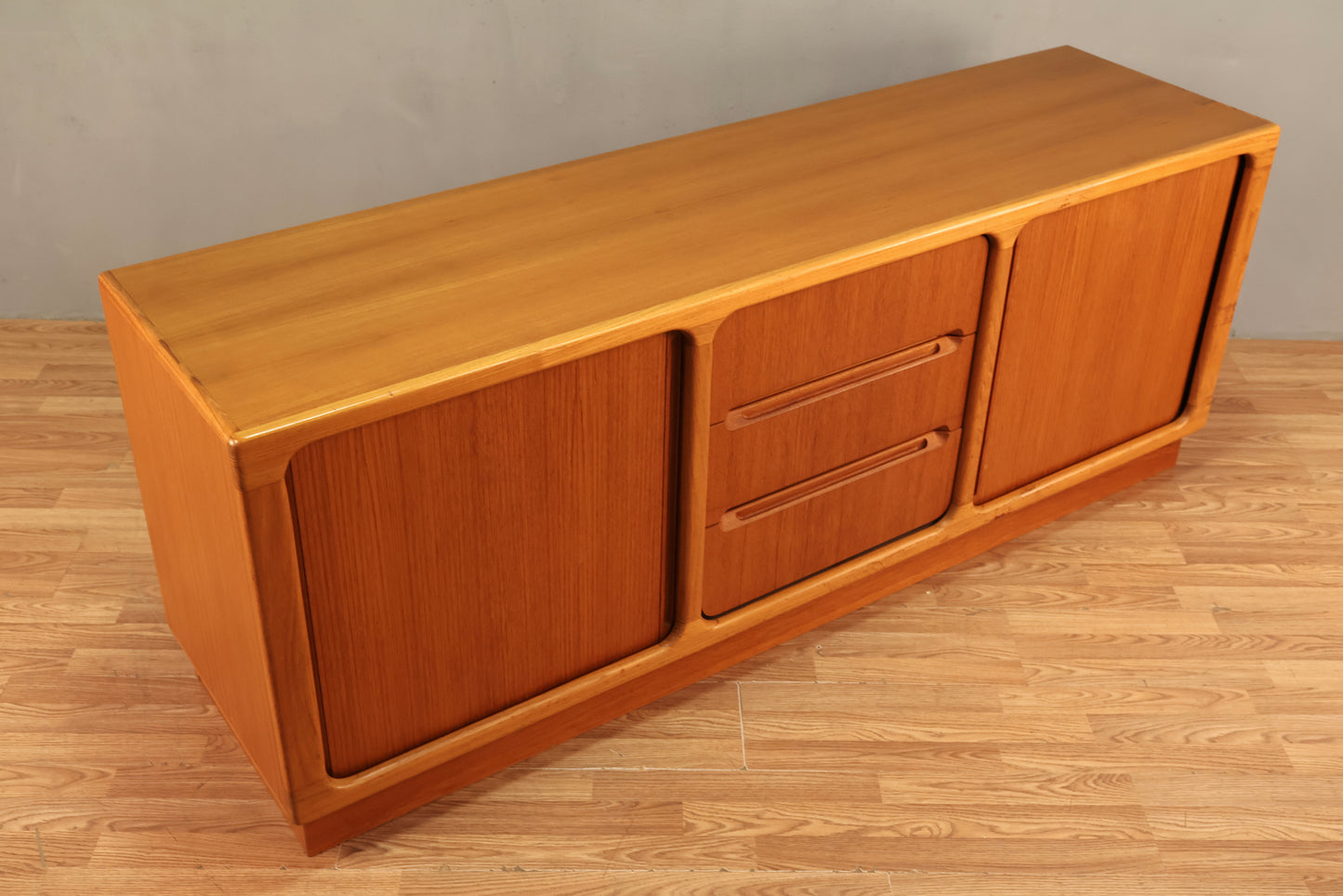Large Danish Teak Tambour-Door Credenza