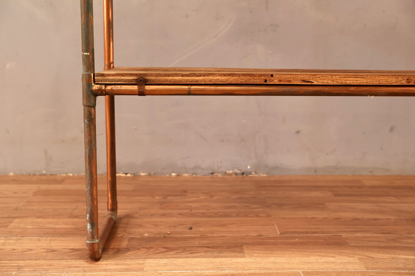 Tall Copper Pipe & Plywood 4-Tier Shelf