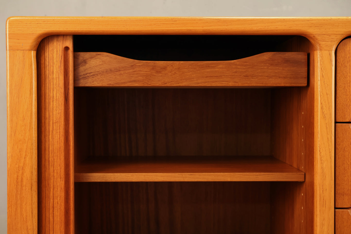 Large Danish Teak Tambour-Door Credenza