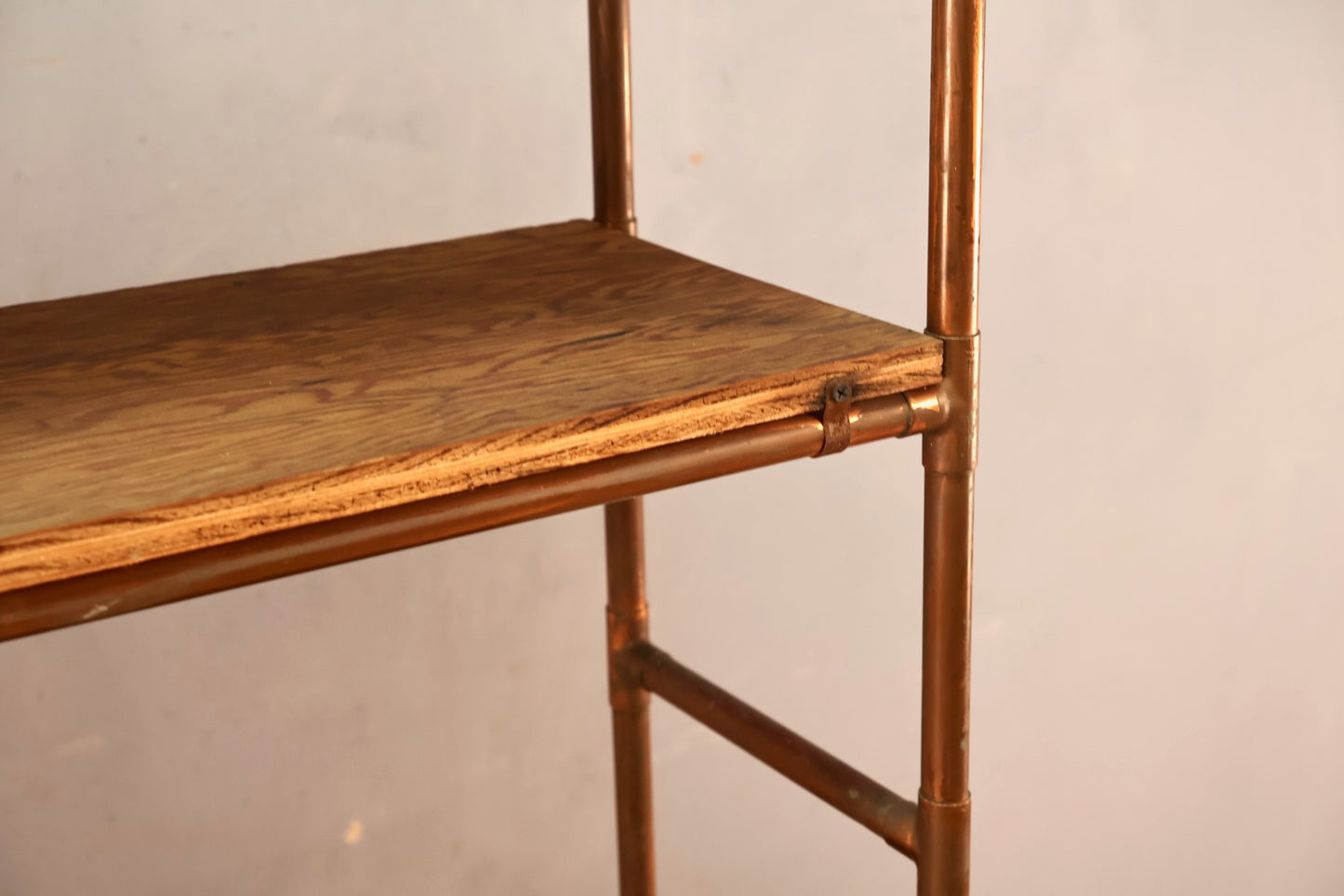 Tall Copper Pipe & Plywood 4-Tier Shelf