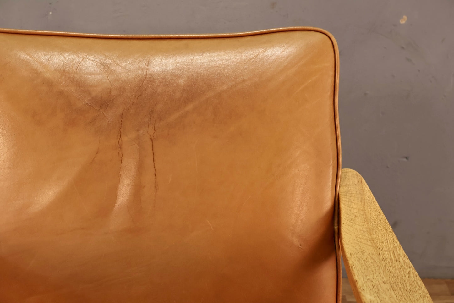 Nemschoff Tan Leather & Blonde Lounge Chair - ONLINE ONLY
