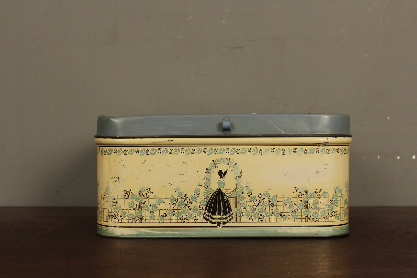 Blue & White Metal Bread Box