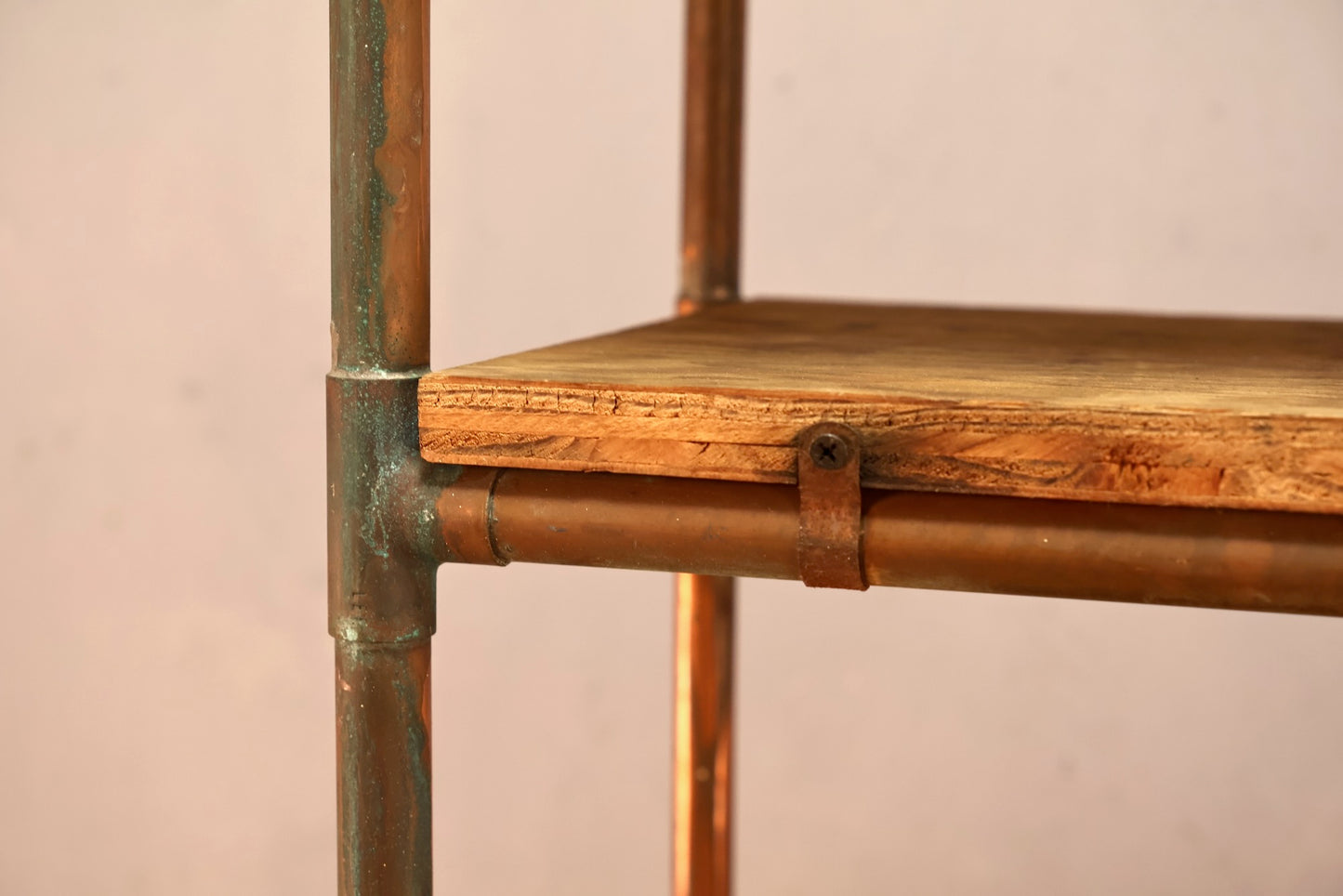 Tall Copper Pipe & Plywood 4-Tier Shelf