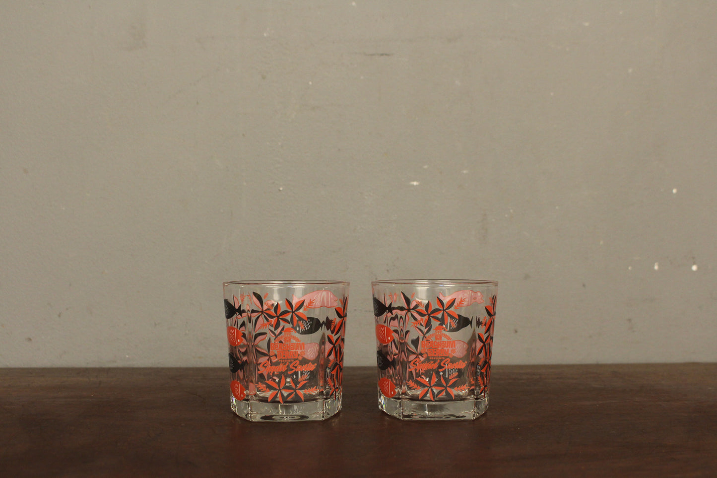 Pair of Beachbum "Sippin Santa" Double Rocks Glasses