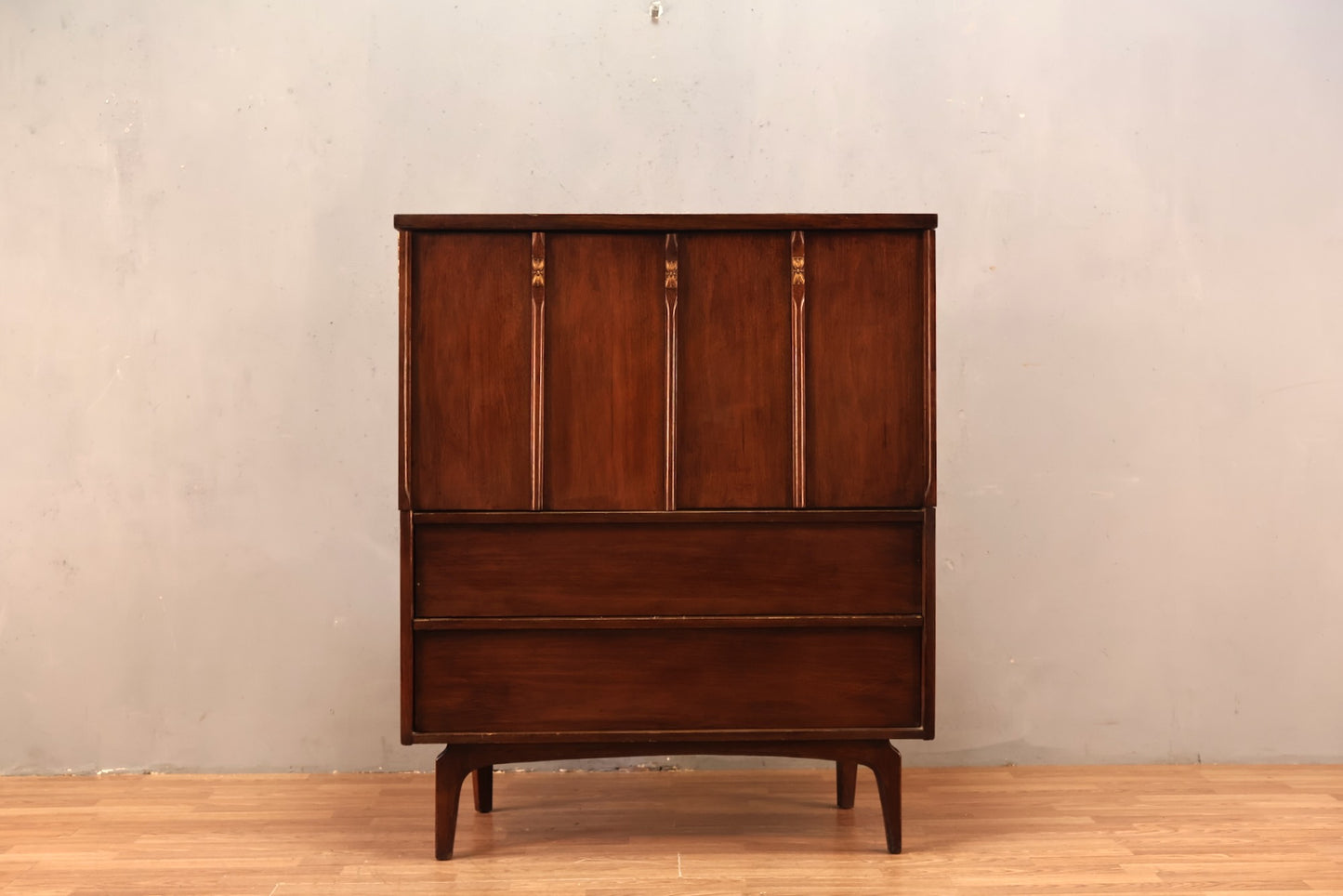 Mid Century Dark Walnut 5-Drawer Bachelor's Chest