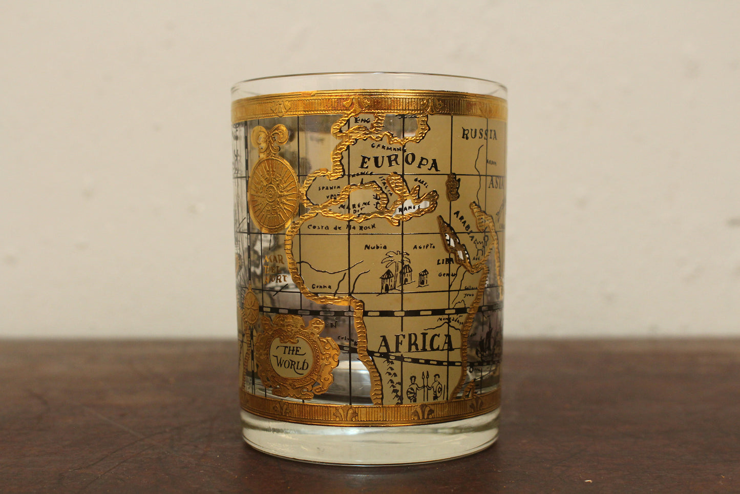 Set of 4 Cera "Old World Map" Rocks Glasses